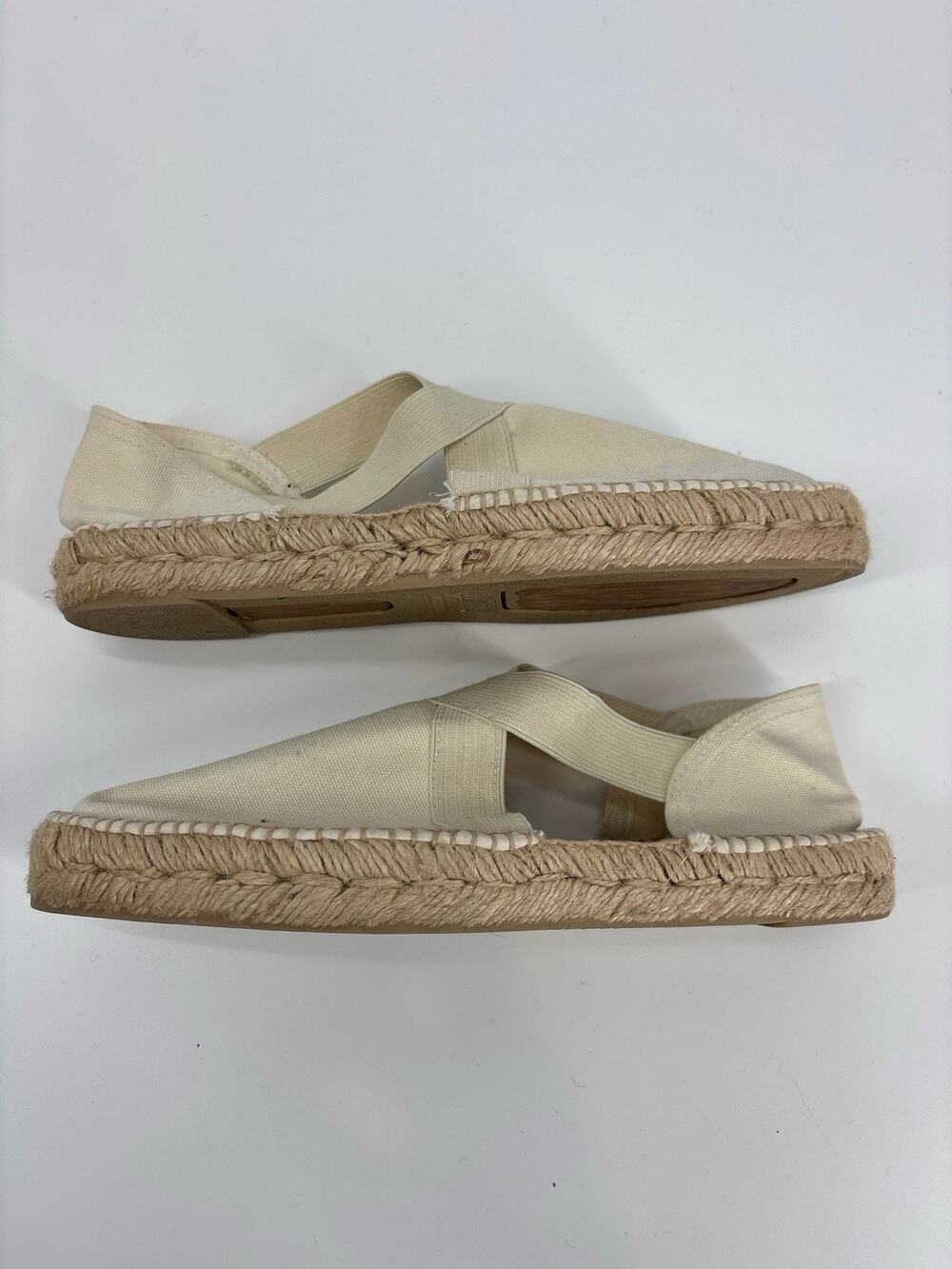 J Jill Women's Ivory Canvas Espadrille Slip On Flats US 7Casual Shoes
